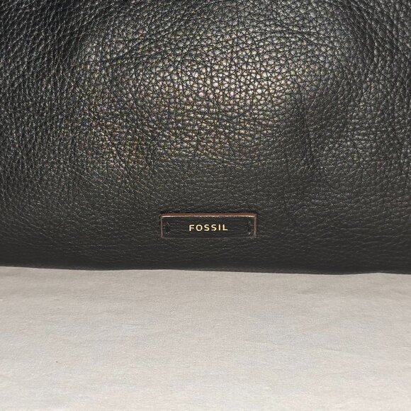 Fossil Julia Large Black Pebbled Leather Shoulder Tote Bag Carryall Purse - Picture 11 of 14